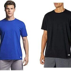 Russell Athletic Men's 2 Pack Black/Royal Imported Dri-power Short Sleeve Tees